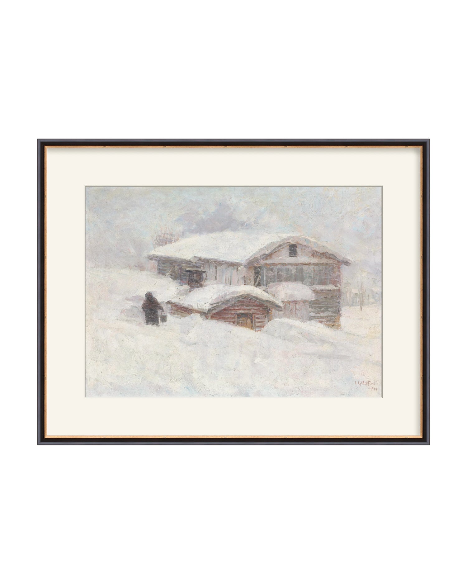 Framed - Traditional Black and Gold - Warm White Mat / 26.5 x 20.75 / Rag Paper