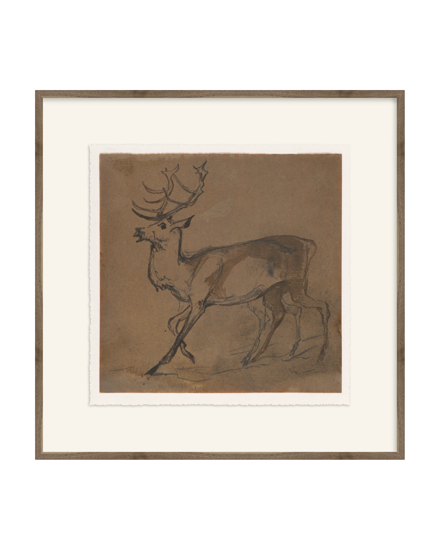 Framed - Matte Walnut - Rag - Warm White Mat / 28.5 x 28.5