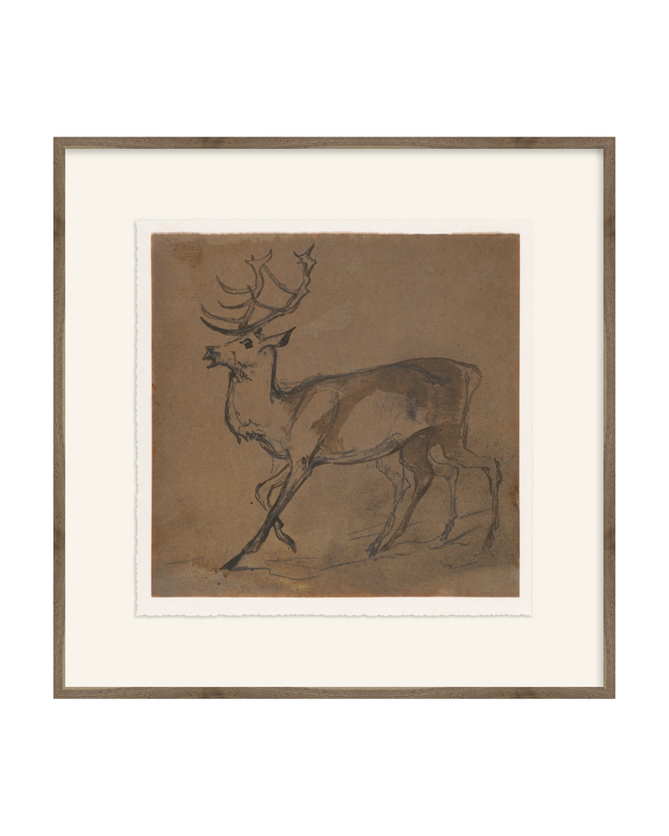 Framed - Matte Walnut - Rag - Warm White Mat / 28.5 x 28.5