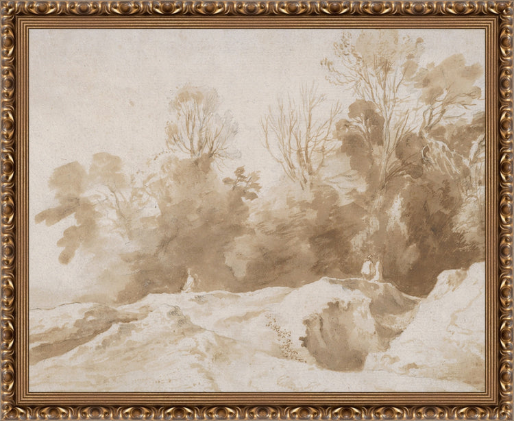 Trees Landscape In Sepia. Frame: Ornate Gold. LG