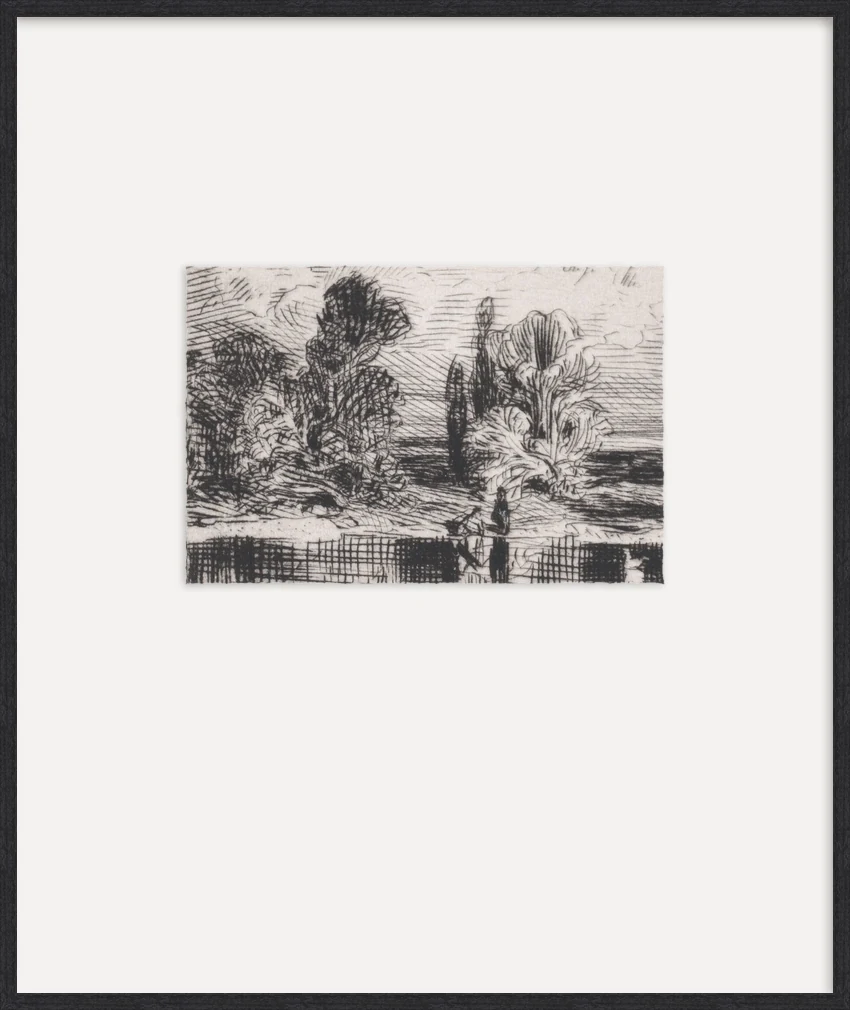 Landscape Drawing - Custom Framed Print with Mat