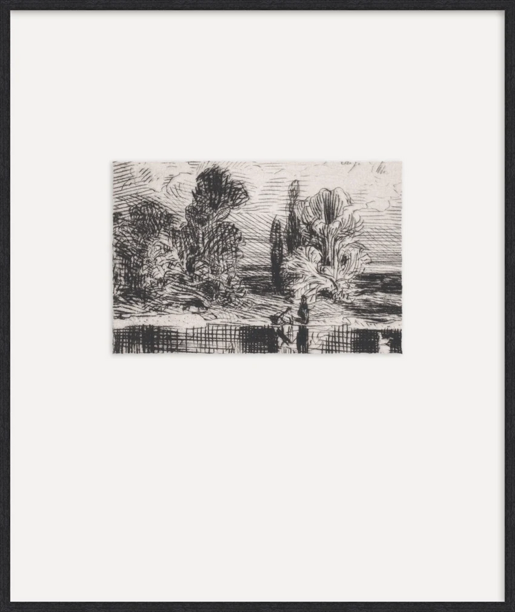 Landscape Drawing - Custom Framed Print with Mat