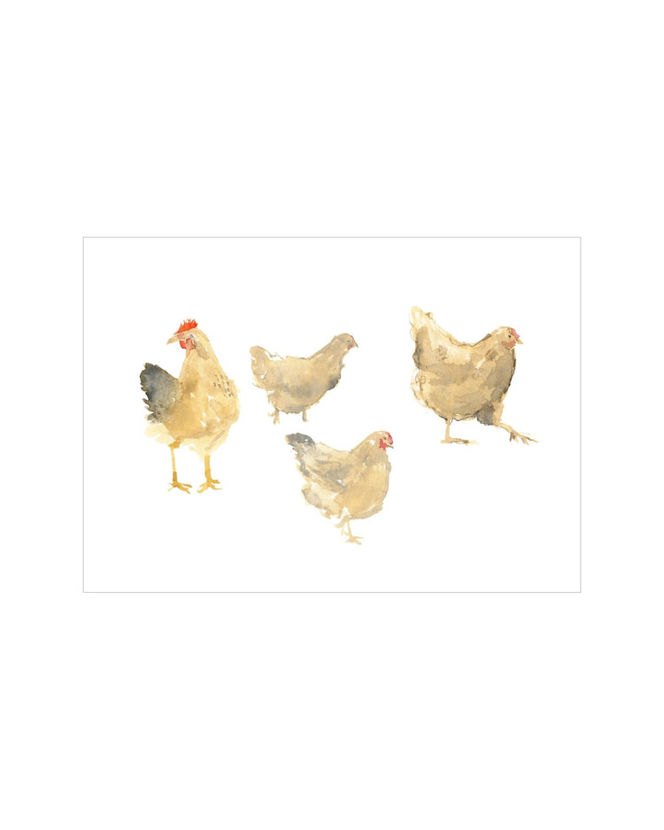 Watercolor Hens