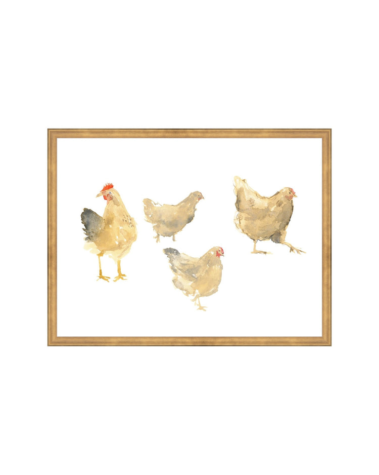 Watercolor Hens