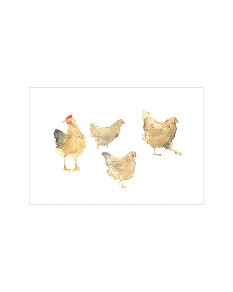Watercolor Hens