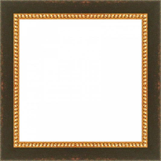 Black and Gold Beaded Frame. Opening Size: 5x5. Final Size: 6'' X 6''