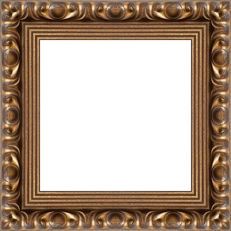 Gold Ornate Frame. Opening Size: 5x5. Final Size: 7'' X 7''