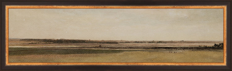 Framed Rust Meadow. Frame: Traditional Black and Gold. Paper: Rag Paper. Art Size: 5x19. Final Size: 6'' X 20''