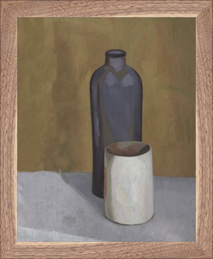 Framed Still Life Vases. Frame: Natural Walnut. Paper: Rag Paper. Art Size: 10x8. Final Size: 11'' X 9''