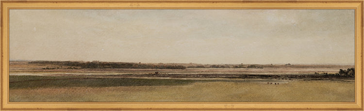 Framed Rust Meadow. Frame: Traditional Gold. Paper: Rag Paper. Art Size: 8x29. Final Size: 9'' X 30''
