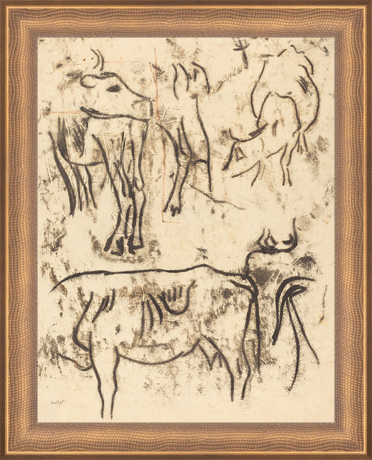 Framed Herd Study. Frame: Timeless Bronze. Paper: Rag Paper. Art Size: 9x7. Final Size: 10'' X 8''