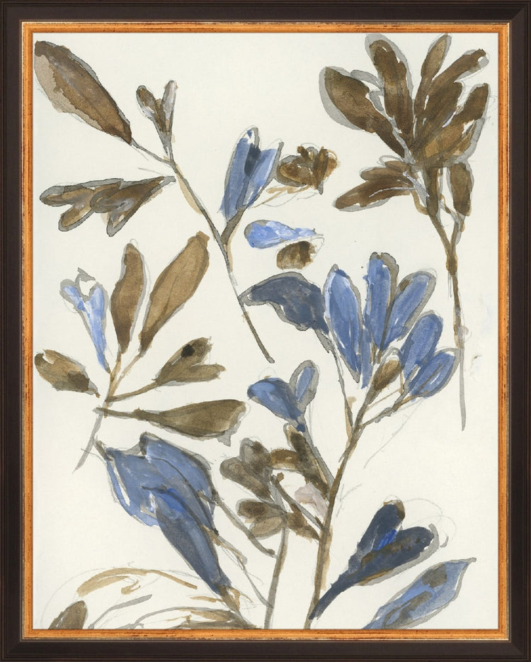Framed Botanical Color Study. Frame: Traditional Black and Gold. Paper: Rag Paper. Art Size: 14x11. Final Size: 15'' X 12''