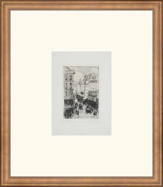 Framed Paris Streets. Frame: Timeless Bronze. Paper: Watercolor Paper. Art Size: 7x5. Final Size: 15'' X 13''