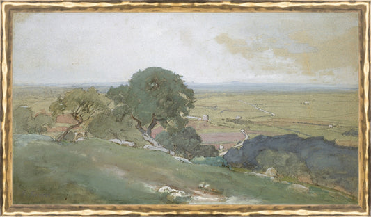 Framed Olivos. Frame: Gold Textured. Paper: Rag Paper. Art Size: 9x16. Final Size: 9'' X 16''