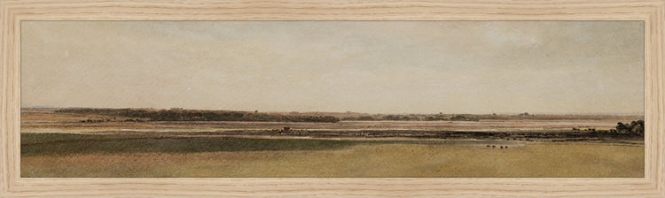 Framed Rust Meadow. Frame: Natural Oak. Paper: Rag Paper. Art Size: 6x23. Final Size: 7'' X 24''
