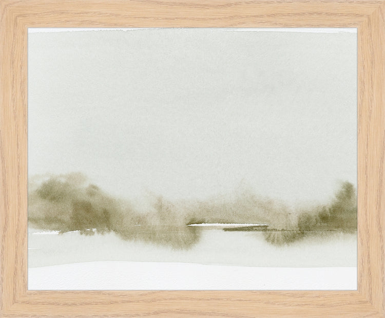 Framed MUTED LANDSCAPE. Frame: Natural Wood. Paper: Rag Paper. Art Size: 8x10. Final Size: 9'' X 11''