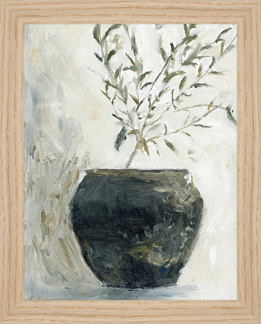 Framed Still Life Olive Tree. Frame: Natural Oak. Paper: Rag Paper. Art Size: 9x7. Final Size: 10'' X 8''