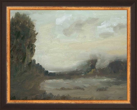 Framed Midnight Landscape. Frame: Traditional Black and Gold. Paper: Rag Paper. Art Size: 7x9. Final Size: 8'' X 10''