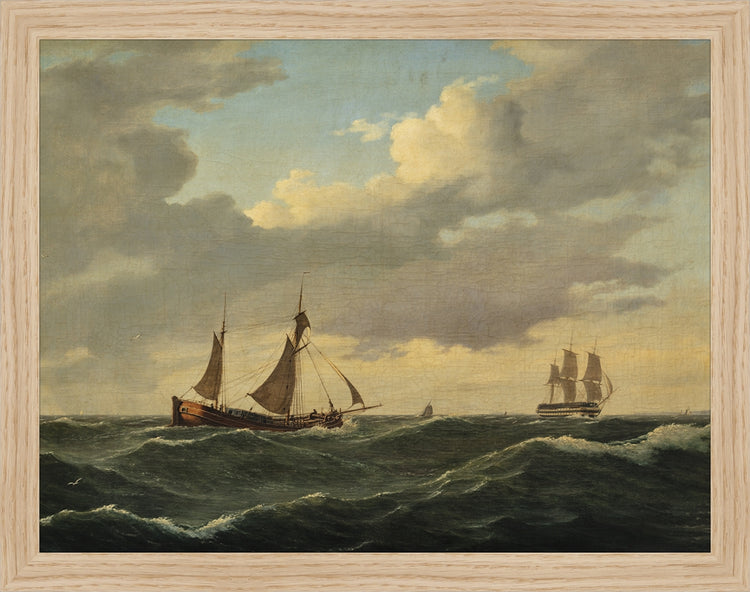 Framed Sailboats. Frame: Natural Oak. Paper: Rag Paper. Art Size: 10x13. Final Size: 11'' X 14''