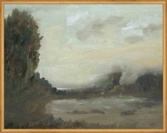 Framed Midnight Landscape. Frame: Traditional Gold. Paper: Rag Paper. Art Size: 23x29. Final Size: 24'' X 30''