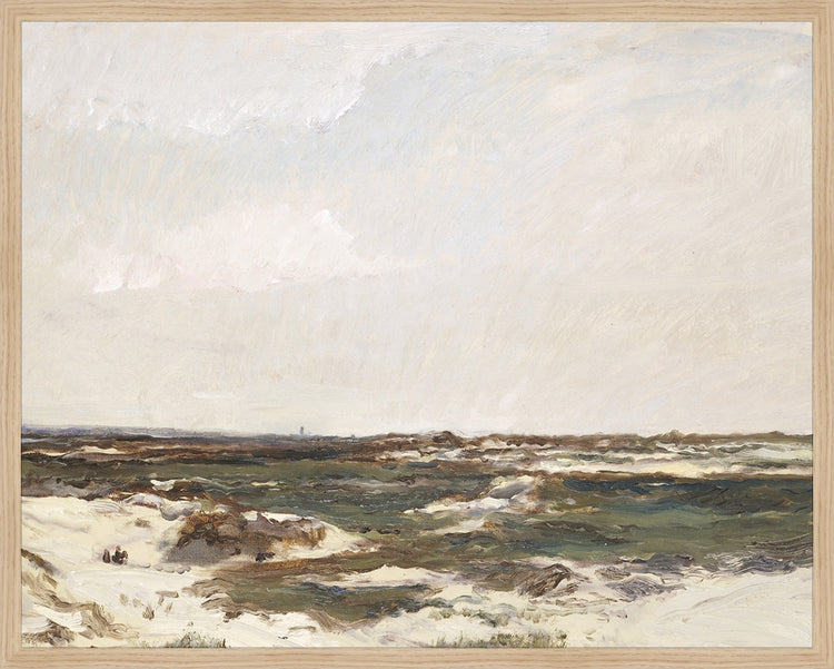 Framed Calais Dunes. Frame: Natural Oak. Paper: Rag Paper. Art Size: 23x29. Final Size: 24'' X 30''