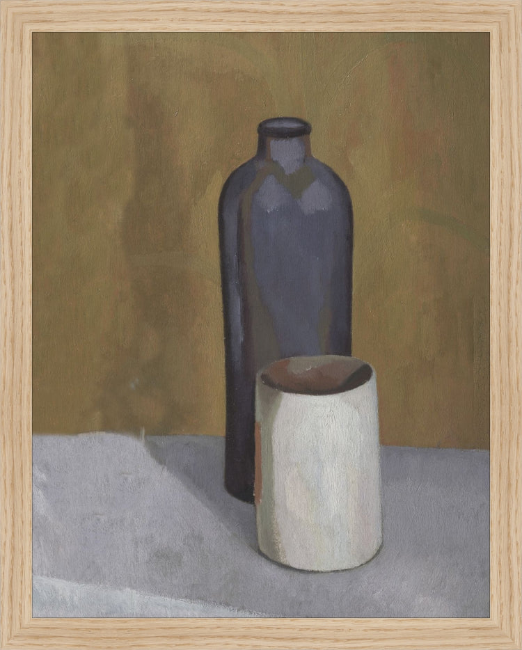 Framed Still Life Vases. Frame: Natural Oak. Paper: Rag Paper. Art Size: 14x11. Final Size: 15'' X 12''