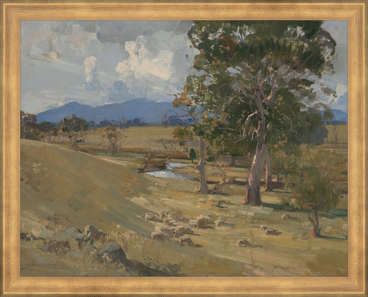 Framed Hills 2. Frame: Timeless Gold. Paper: Rag Paper. Art Size: 11x14. Final Size: 12'' X 15''