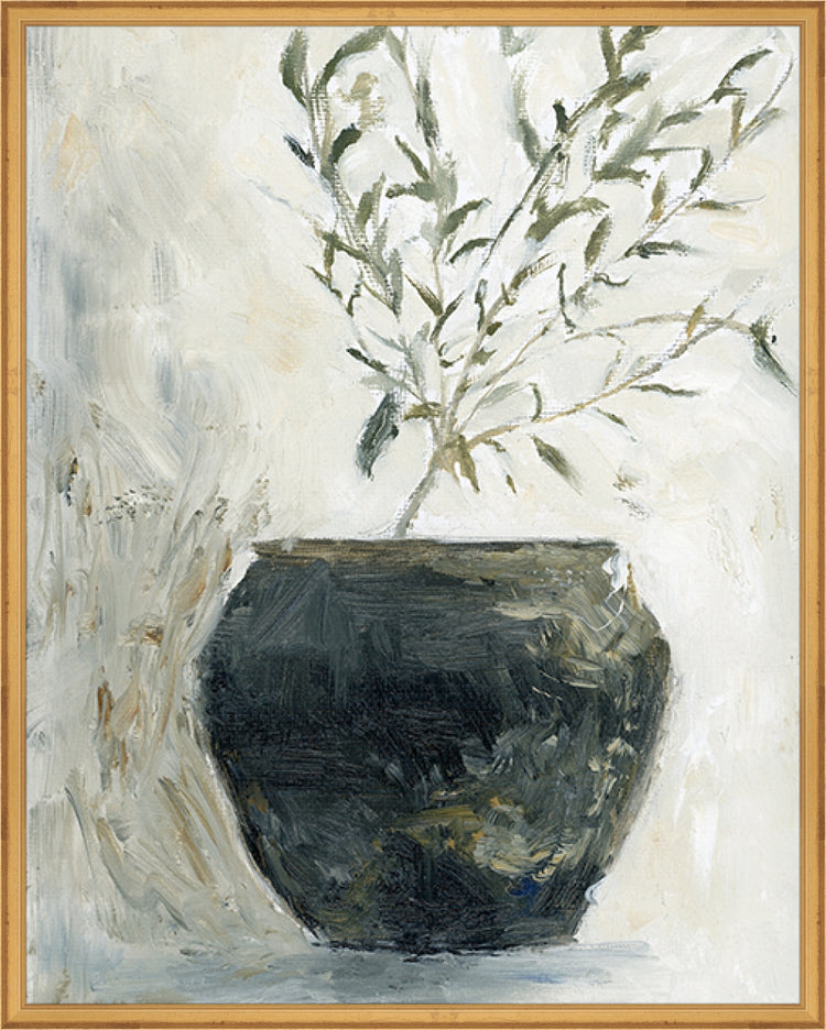 Framed Still Life Olive Tree. Frame: Traditional Gold. Paper: Rag Paper. Art Size: 29x23. Final Size: 30'' X 24''