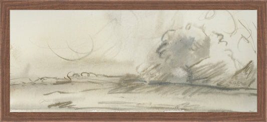 Framed Watercolor Landscape Study I. Frame: Dark Walnut. Paper: Rag Paper. Art Size: 8x19. Final Size: 9'' X 20''