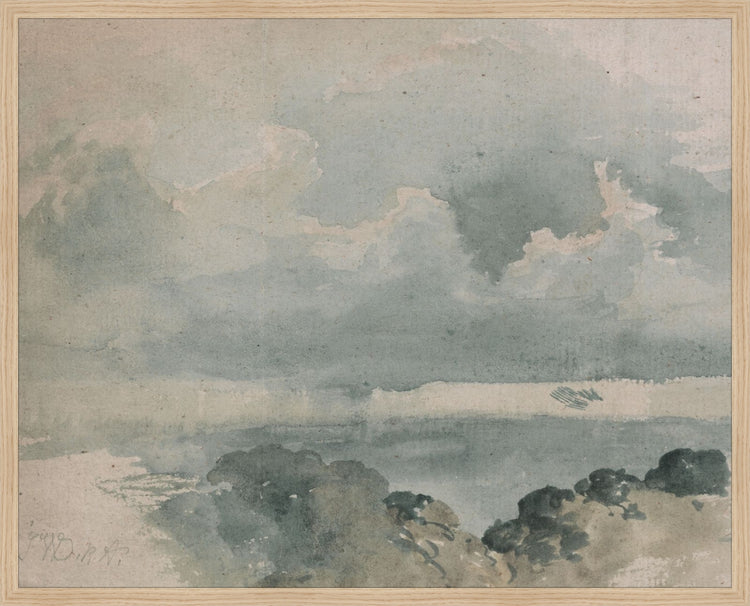 Framed Watercolor Cloud Study. Frame: Natural Oak. Paper: Rag Paper. Art Size: 24x30. Final Size: 25'' X 31''