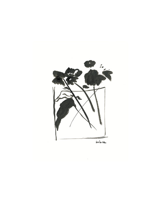 Ink Vase of Flowers