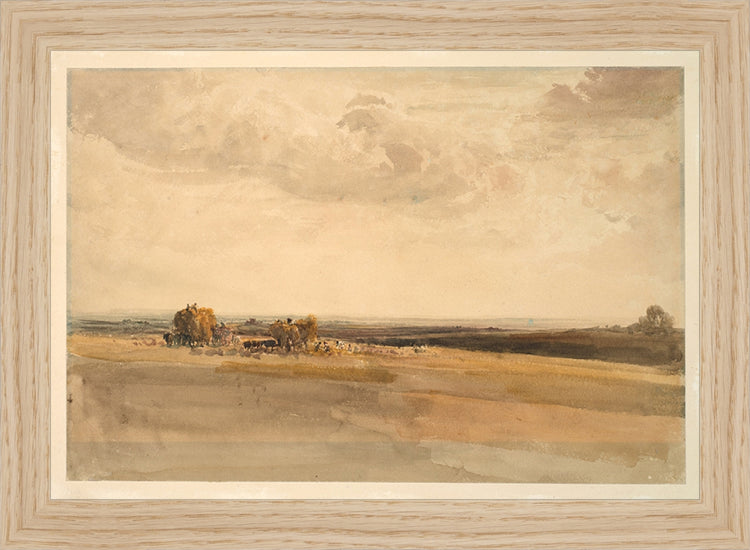 Framed Wheat Field. Frame: Natural Oak. Paper: Rag Paper. Art Size: 7x10. Final Size: 8'' X 11''