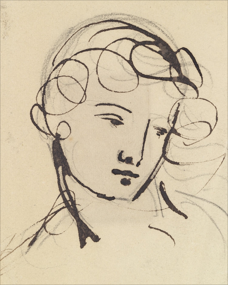 Framed Sketch of a Lady. Frame: No Frame. Paper: Rag Paper. Art Size: 30x24. Final Size: 30'' X 24''