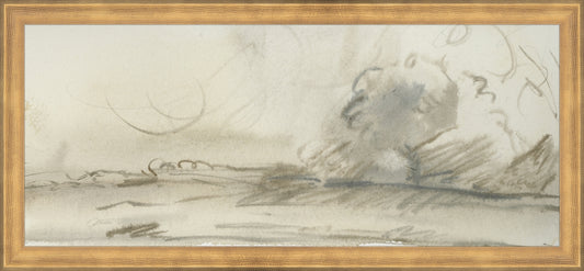 Framed Watercolor Landscape Study I. Frame: Timeless Gold. Paper: Rag Paper. Art Size: 8x19. Final Size: 9'' X 20''