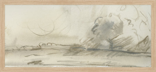 Framed Watercolor Landscape Study I. Frame: Natural Oak. Paper: Rag Paper. Art Size: 10x23. Final Size: 11'' X 24''