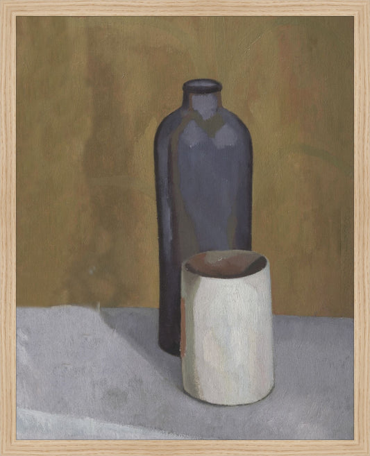 Framed Still Life Vases. Frame: Natural Oak. Paper: Rag Paper. Art Size: 20x16. Final Size: 21'' X 17''