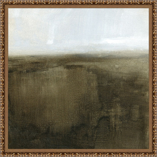 Framed Abstract Landscape. Frame: Gold Ornate. Paper: Rag Paper. Art Size: 22x22. Final Size: 24'' X 24''