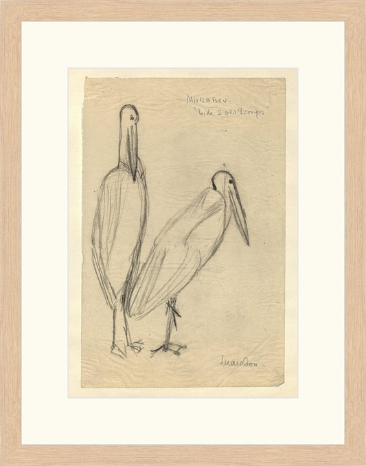 Framed Bird Sketch. Frame: Deep Natural. Paper: Smooth Paper. Art Size: 20x14. Final Size: 28'' X 22''