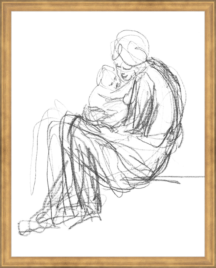Framed Motherhood. Frame: Timeless Gold. Paper: Rag Paper. Art Size: 19x15. Final Size: 20'' X 16''