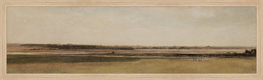 Framed Rust Meadow. Frame: Natural Oak. Paper: Rag Paper. Art Size: 8x29. Final Size: 9'' X 30''