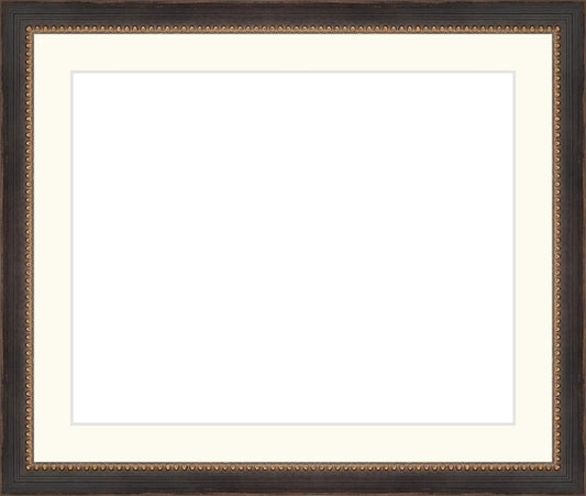 Traditional Black and Gold Beaded Frame. Opening Size: 8x10. Final Size: 11'' X 13''