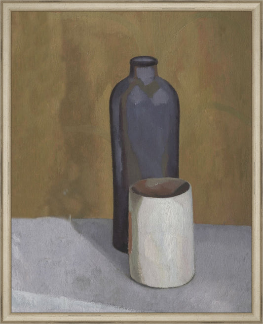 Framed Still Life Vases. Frame: Traditional Silver. Paper: Rag Paper. Art Size: 20x16. Final Size: 21'' X 17''