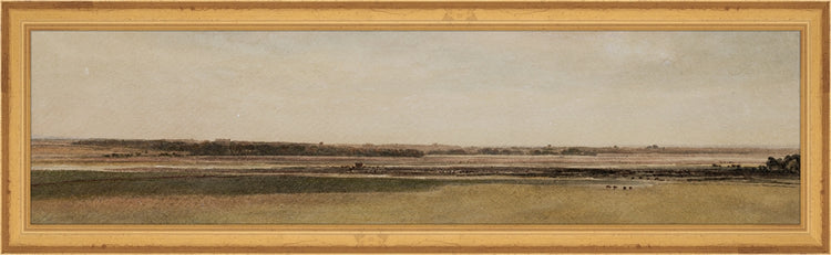 Framed Rust Meadow. Frame: Traditional Gold. Paper: Rag Paper. Art Size: 5x19. Final Size: 6'' X 20''