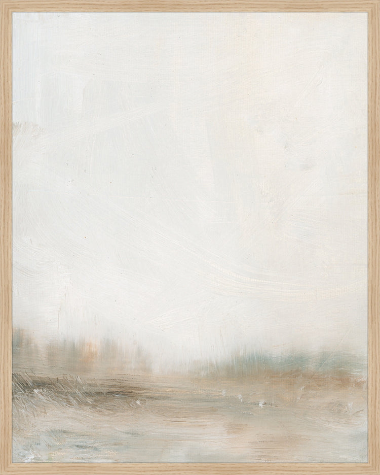 Framed Hazy Landscape. Frame: Natural Oak. Paper: Rag Paper. Art Size: 29x23. Final Size: 30'' X 24''