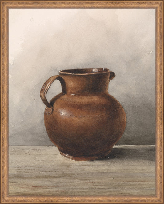 Framed Still Life Jug. Frame: Timeless Bronze. Paper: Rag Paper. Art Size: 19x15. Final Size: 20'' X 16''