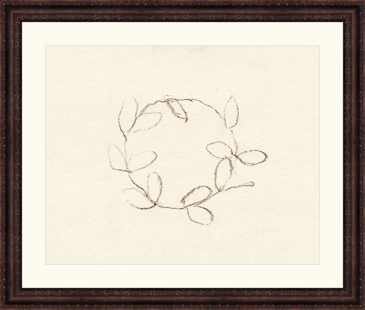 Uploaded Art:Wreath Drawing 10x8 copy.jpg. Frame: Florence Walnut. Paper: Rag Paper. Art Size: 16x20. Final Size: 22'' X 26''
