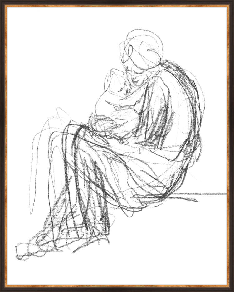 Framed Motherhood. Frame: Traditional Black and Gold. Paper: Rag Paper. Art Size: 29x23. Final Size: 30'' X 24''