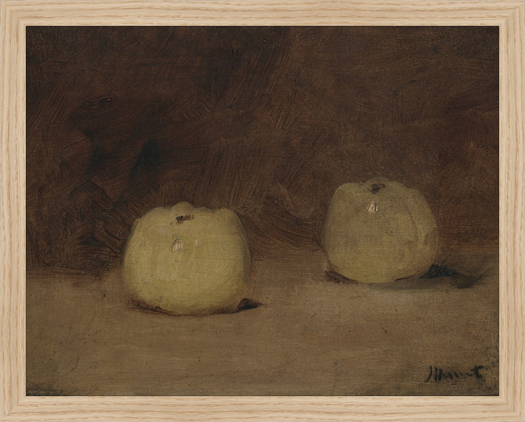Framed Apples Study. Frame: Natural Oak. Paper: Rag Paper. Art Size: 11x14. Final Size: 12'' X 15''