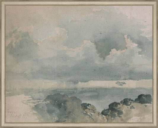 Framed Watercolor Cloud Study. Frame: Traditional Silver. Paper: Rag Paper. Art Size: 16x20. Final Size: 17'' X 21''