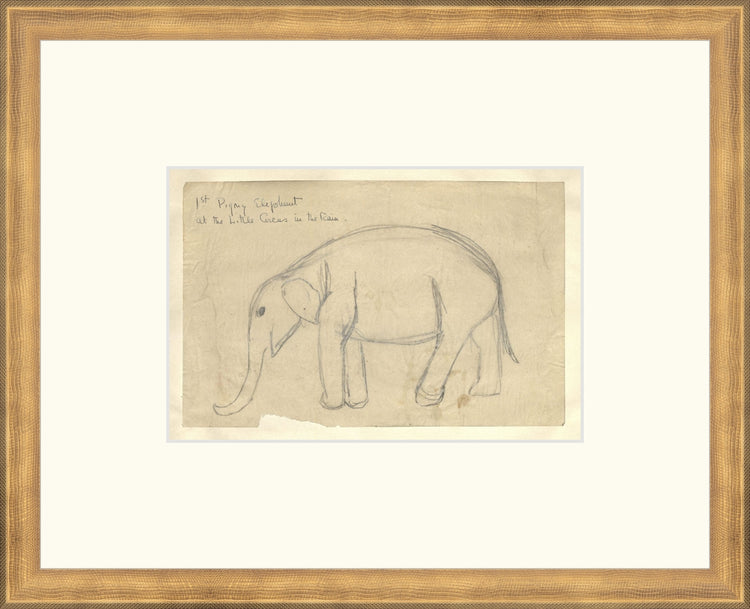 Uploaded Art:Elephant Kids Spaces copy.jpg. Frame: Timeless Gold. Paper: Rag Paper. Art Size: 6x9. Final Size: 13'' X 16''